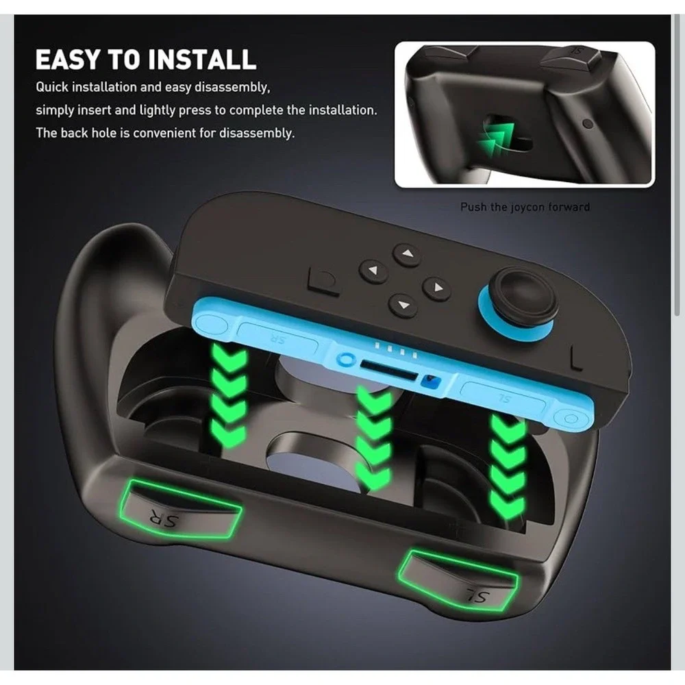 Nintendo Switch 2 Joy Con Grip Rocker Controller Hand Grips Black‎ New (2pack)